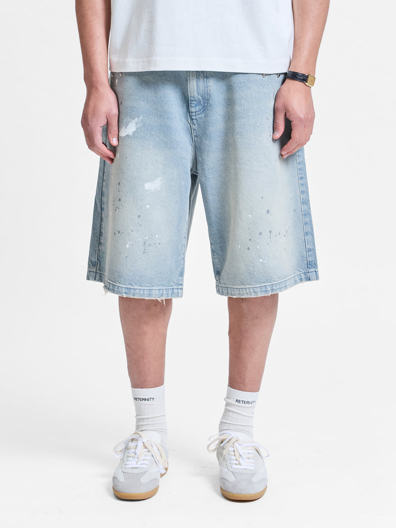 Studded Jorts Light Blue - RETSJLB1256