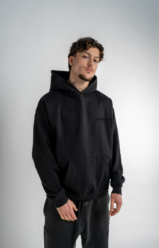 Fear of God Essentials Pullover Chest Logo Hoodie Stretch Limo/Black FW22