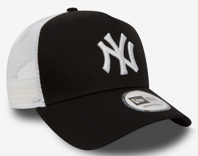 New Era New York Yankees Clean Black A-Frame Trucker Cap - New Era New York Yankees Clean Black A-Frame Trucker Cap