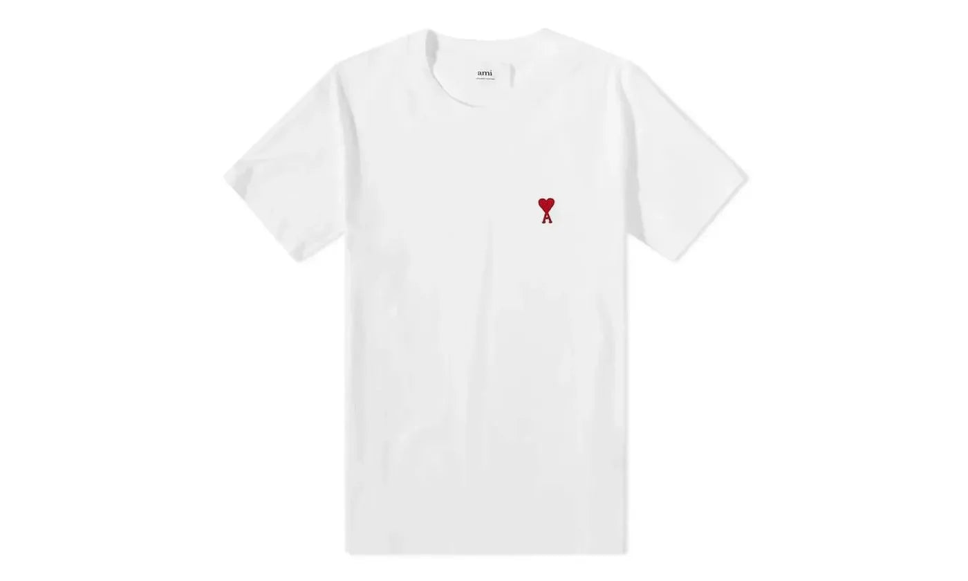 Ami Paris Tonal Ami De Coeur S/S T-shirt Natural White/Red - UTS004.726 175